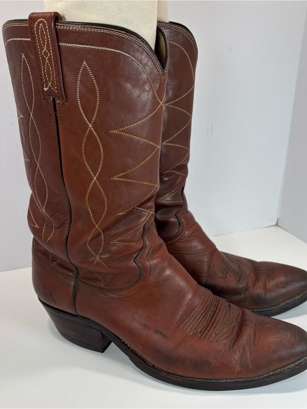 Vtg Dan Post Milwaukee Boots 96828 Mens Brown Leather Cowboy Western Pull On 11
